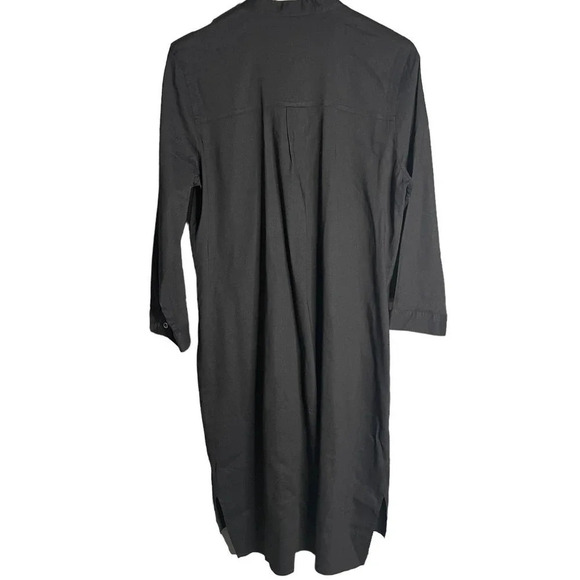 Eileen Fisher Mandarin Collar Linen Dress Black - Picture 2 of 5